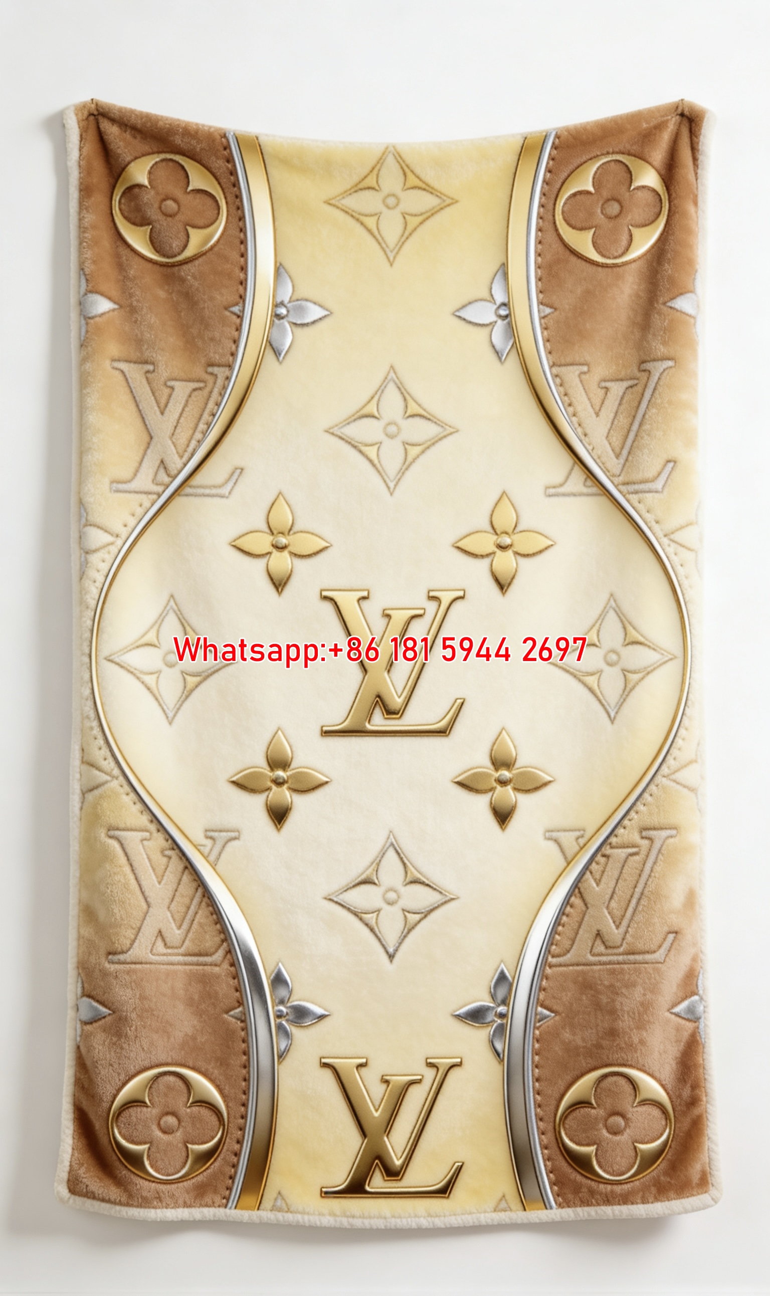 LV Gilded Monogram Wave Blanket Golden Embossed LV Luxury Throw IMG_3246